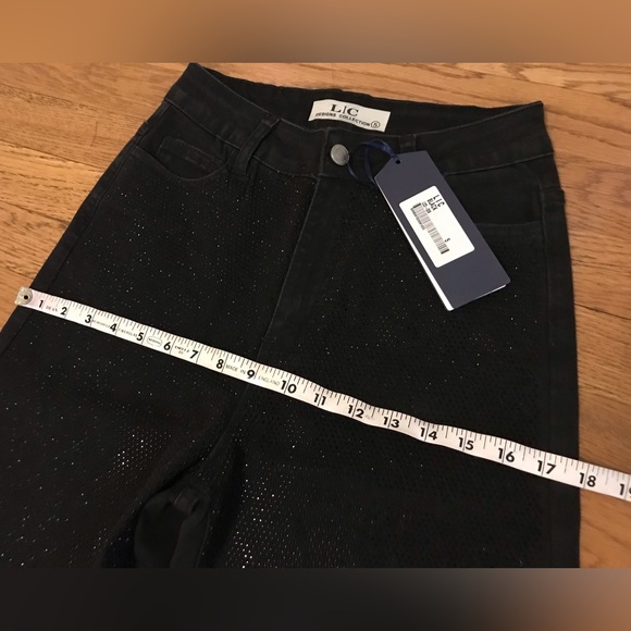 NWT Black rhinestone high waist wide/straight leg jeans size 5 - Picture 11 of 14
